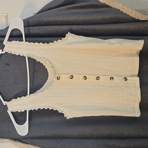 SO Women's Cream Button-Front Tank Top Size S